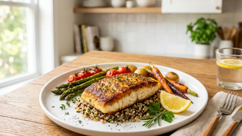 Pan Seared Halibut.